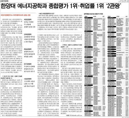 [브릿지경제] 2016년 대학경쟁력지수 종합 우수학과