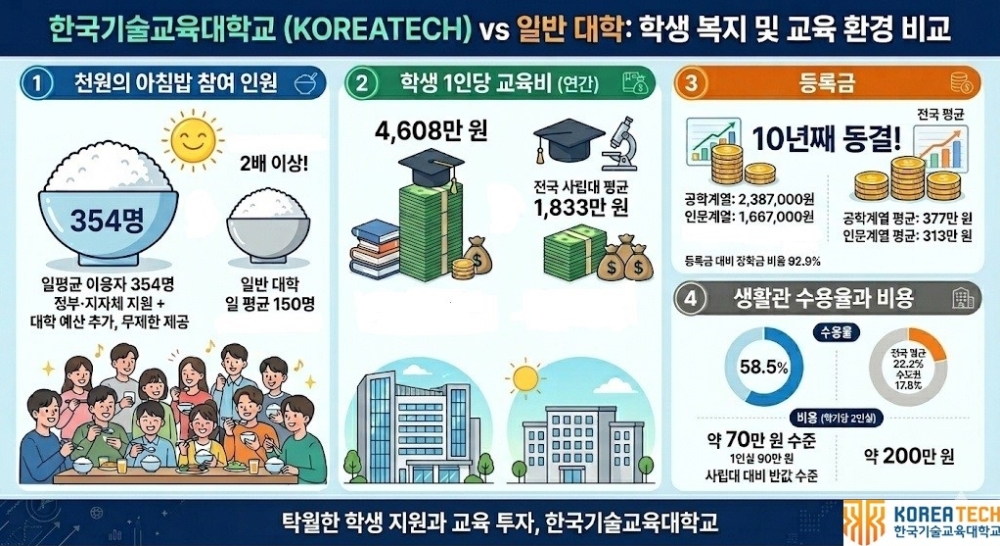 한국기술교육대 취업·입시 외 학생복지도 ‘탁월’